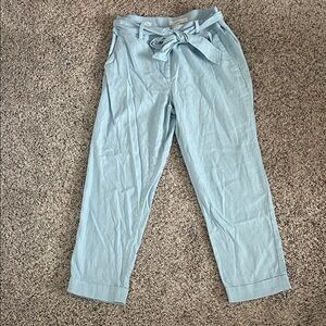 LOFT Light Blue Ankle Tie-Waist Pants
